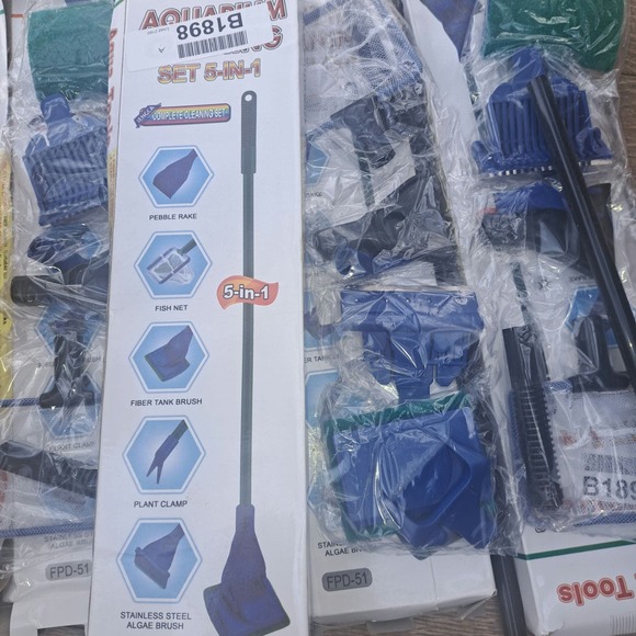 THREE NEW 5 in 1 Aquarium/Fish Tank Cleaning Tools Set Algae Sifter - Picture 2 of 5